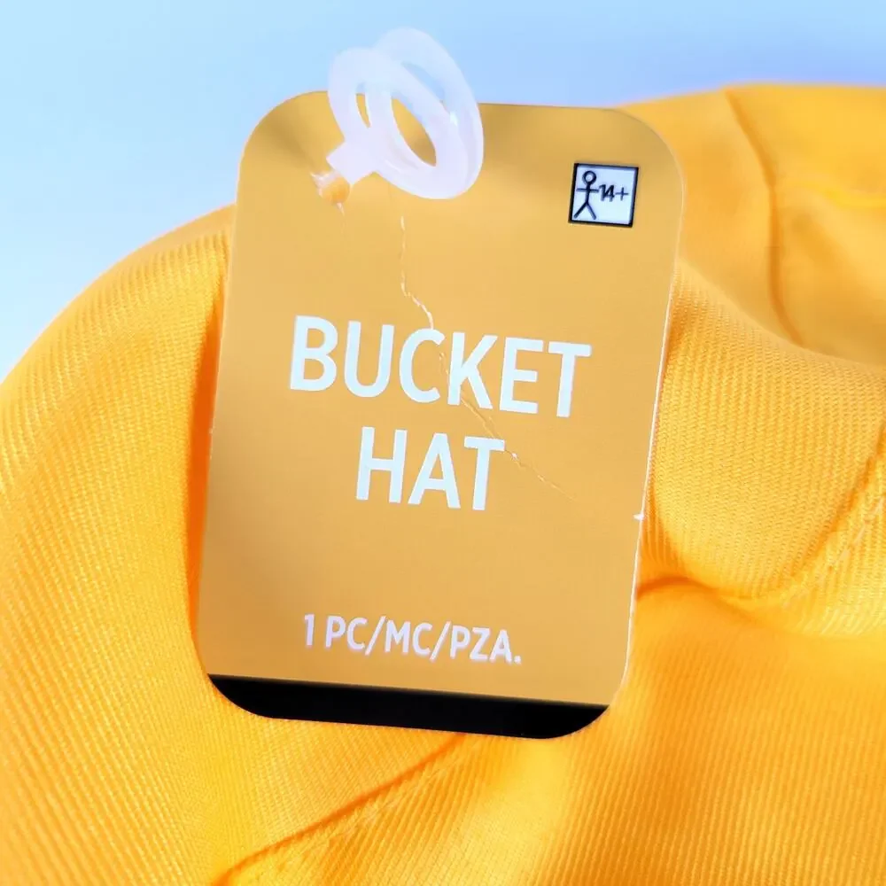 Yellow Bucket Hat Adult Novelty Cap Lightweight Solid Color Summer Sun Unlined